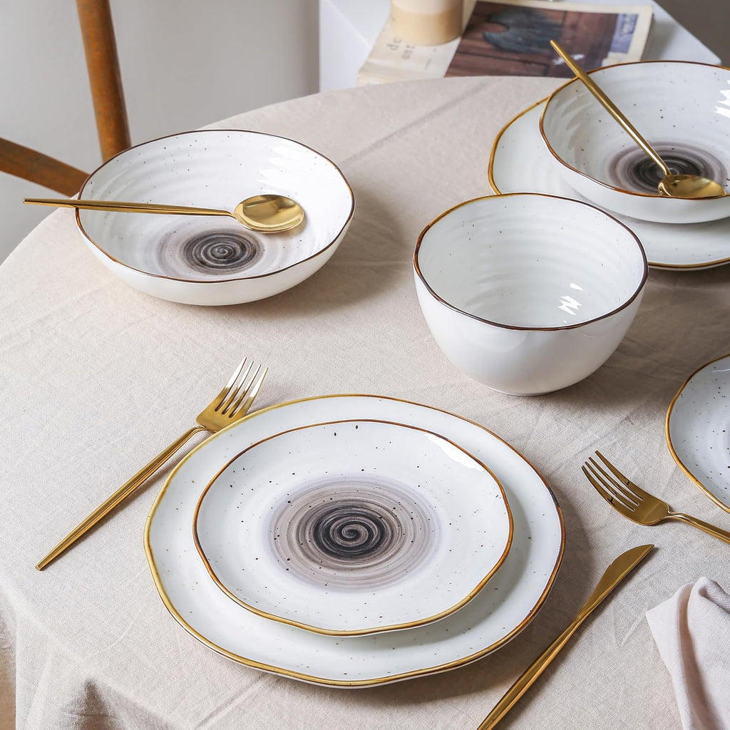 Christian Siriano Luma 16-Piece Dinnerware Set Porcelain, Black