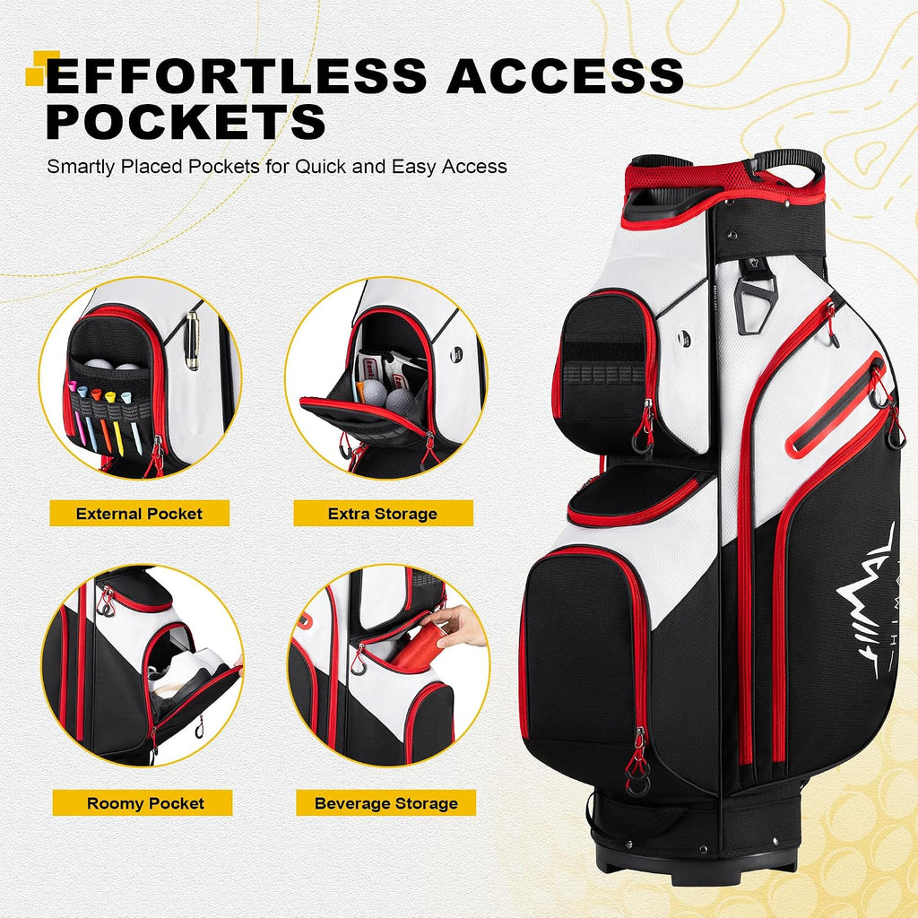 uniHimal Golf Cart Bag, 15 Way Organizer Divider Top with Handles and Rain Cover