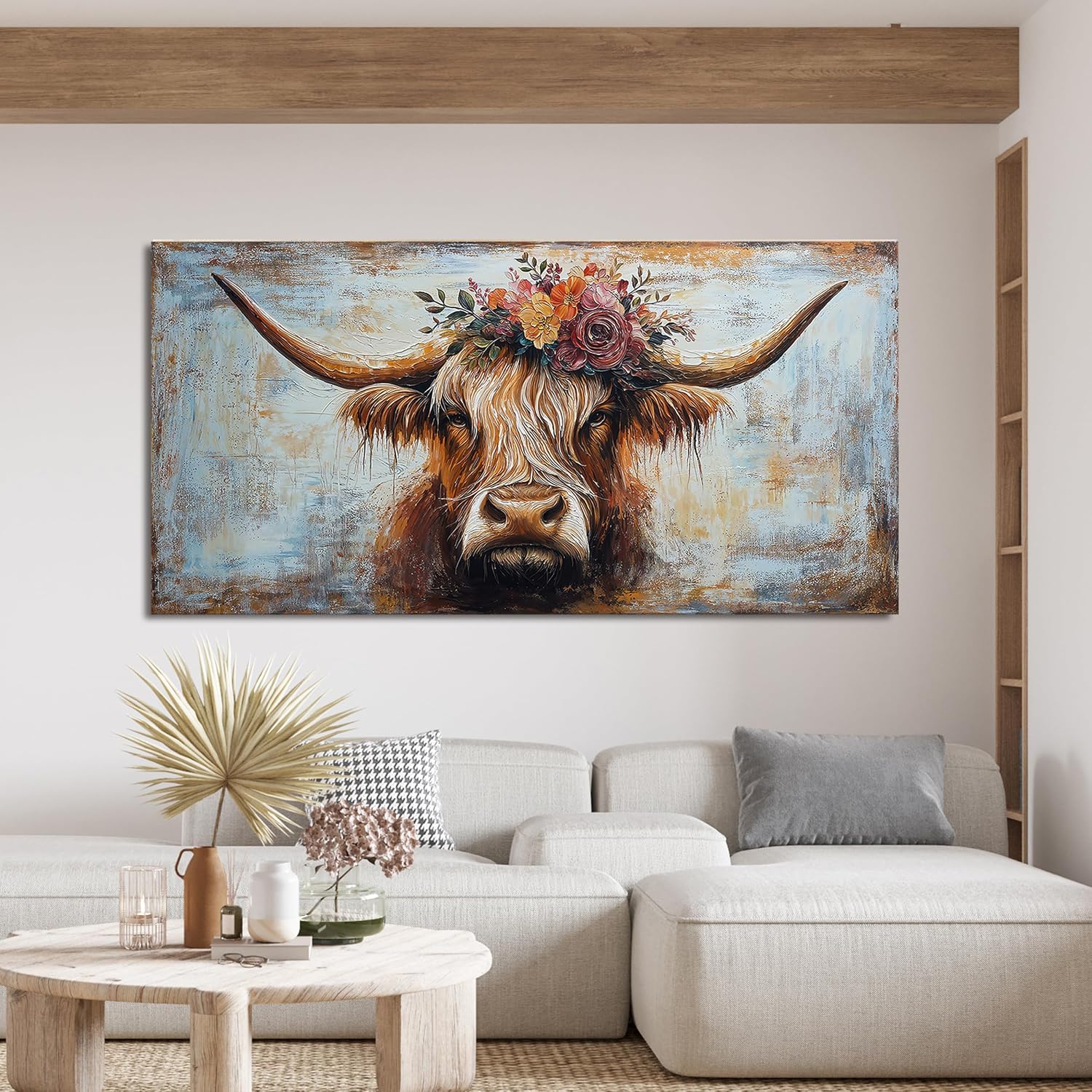 Canvas Wall Art Decor Canvas Art Wall Decor Highland Cow Wall Art Prints Wall Art Picutures for Living Room Large Vintage Wall Art Decorations Art Work for Walls Home Bedroom Office Decor 29' X 58'