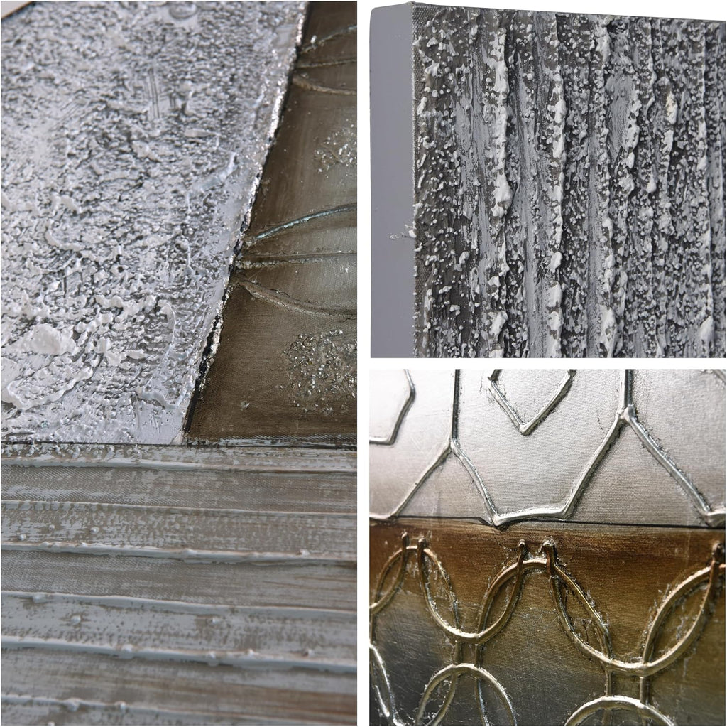 Empire Art Direct 'Stacked 1' Original Textured Metallic Oil Painting by Martin Edwards, 60' x 30'