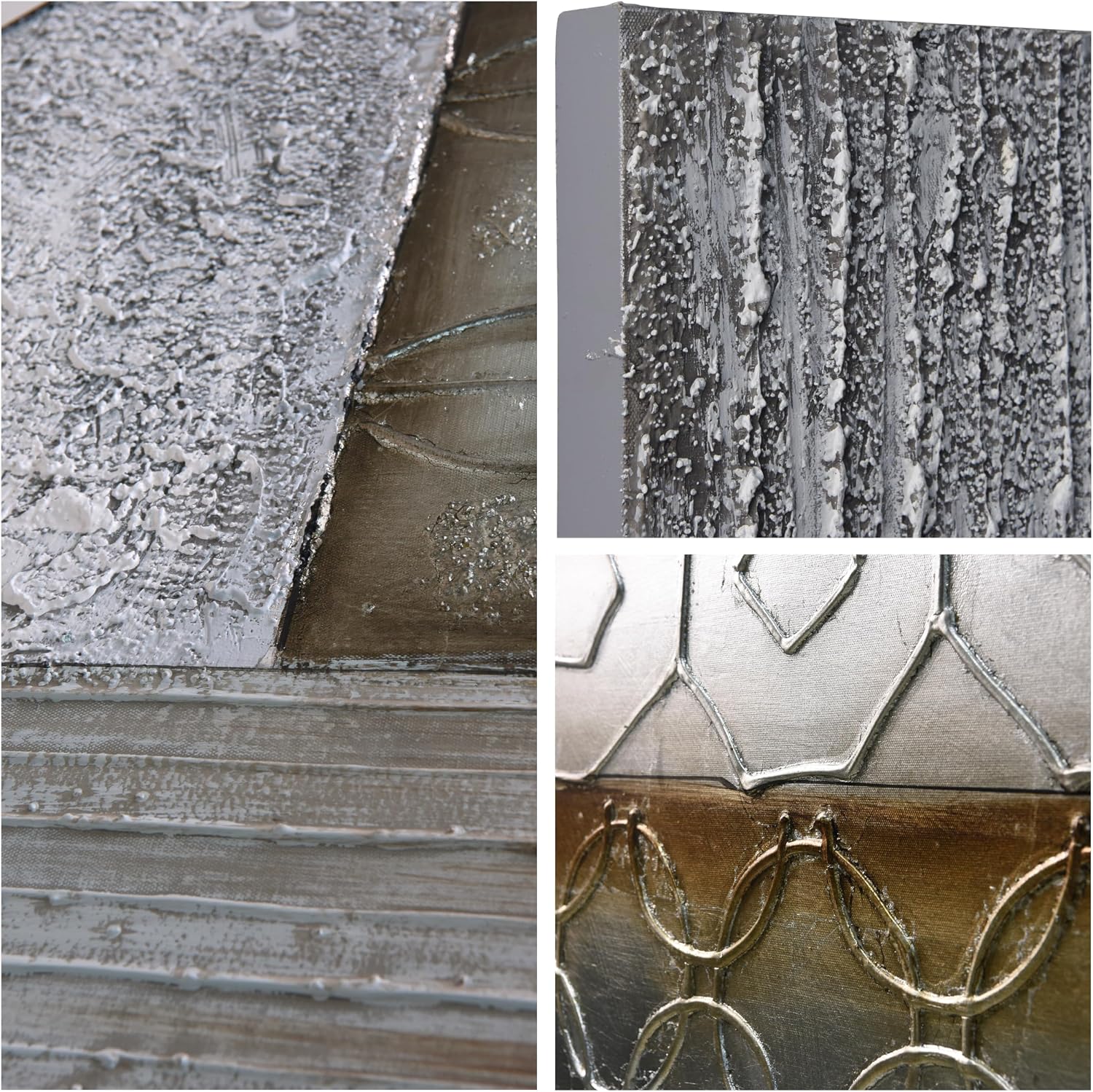 Empire Art Direct 'Stacked 1' Original Textured Metallic Oil Painting by Martin Edwards, 60' x 30'