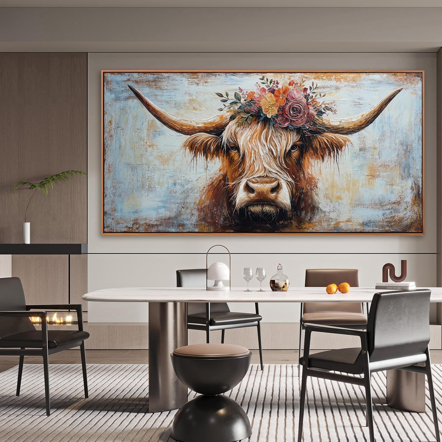 Canvas Wall Art Decor Canvas Art Wall Decor Highland Cow Wall Art Prints Wall Art Picutures for Living Room Large Vintage Wall Art Decor Framed Artwork for Walls Home Bedroom Office Decorations 29' X 59'