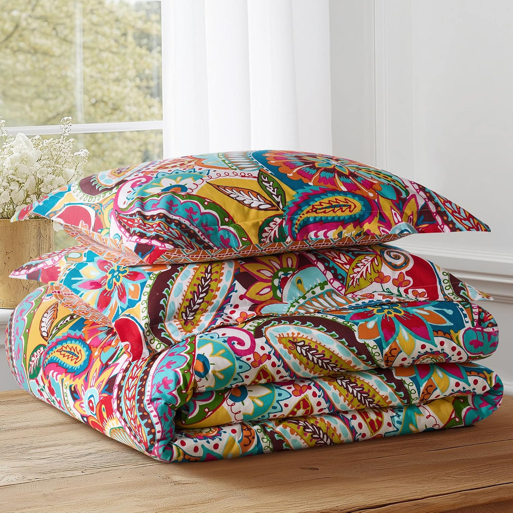 Levtex Home - Rhapsody Comforter Set - King/Cal King Comforter (106x94in.) and 2 King Shams (20x36in.) - Paisley Floral - Reversible - Cotton