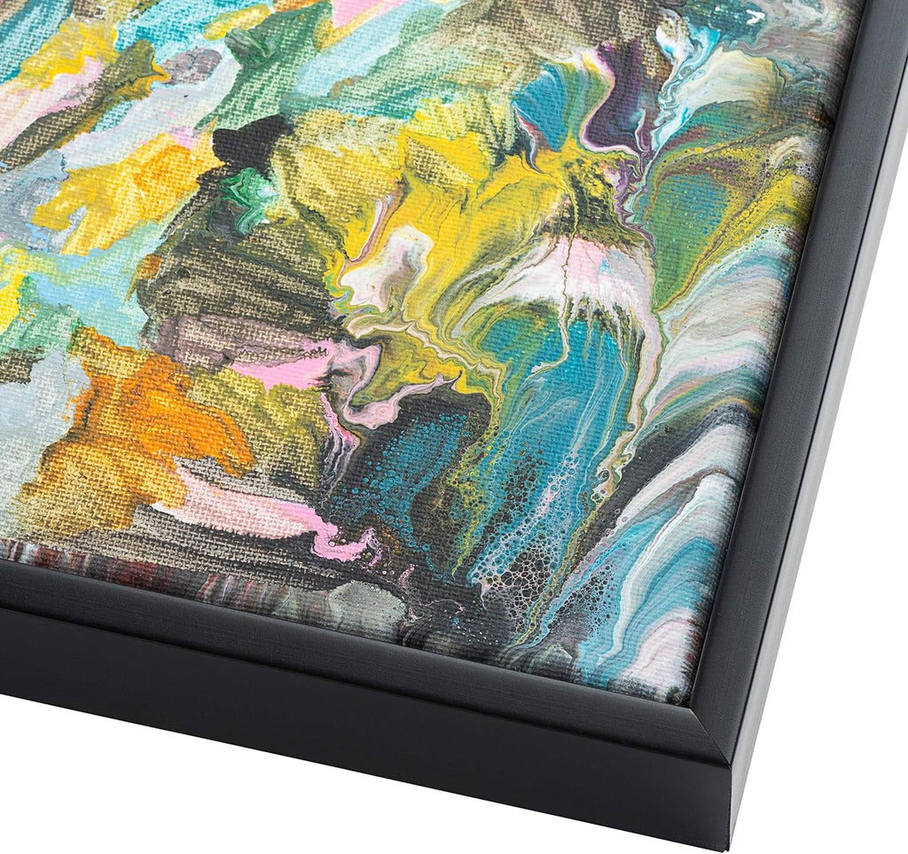 16x40 Canvas Frame Black Solid Wood Floater Frame Width 1.5 Inches | Interior Frame Depth 0.875 Inches | Austin Contemporary Canvas Frame Complete with Canvas Clips & Hanging Hardware