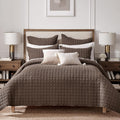 Levtex Home Cloud Waffle Full/Queen Quilt Set (88x92in) and 2 Pillow Shams (26x20in) - Box Quilted Waffle Texture - Cocoa - Cotton Full/Queen Size Quilt Bedding Set - Lightweight Soft Pre-Washed | Textured