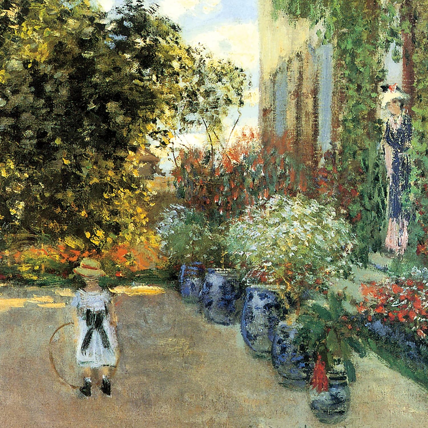 Design Toscano Monet's Artist's House at Argenteuil, 1873 Wall Art Painting, Large, 34x30 Inch, Giclee Canvas, Gold Resin Frame