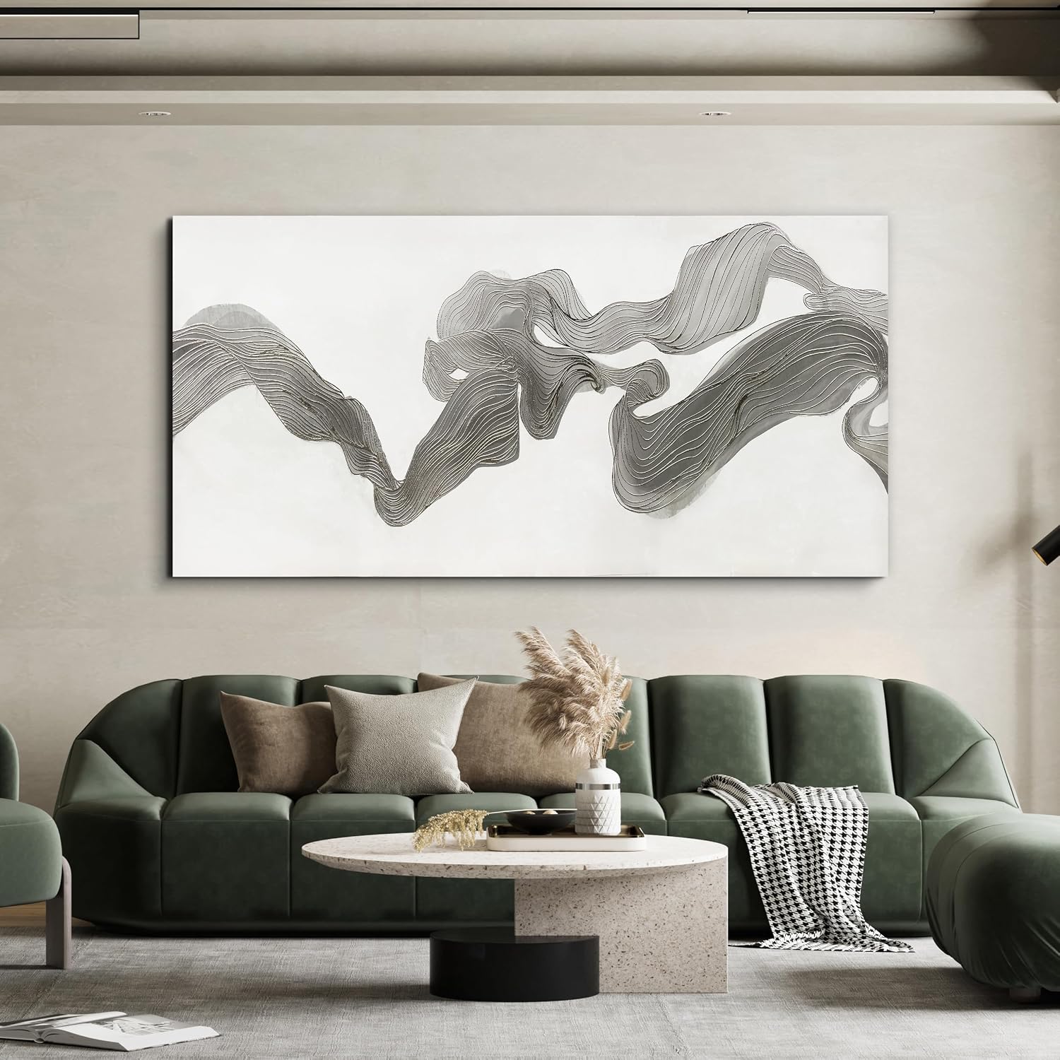 Abstract Wall Art Decor Large Modern Wall Art Decor Oversized Wall Art Pictures for Living Room Abstract Canvas Art Wall Decor Gray White Wall Art Prints Artwork for Walls Home Office Decor 29' X 58'