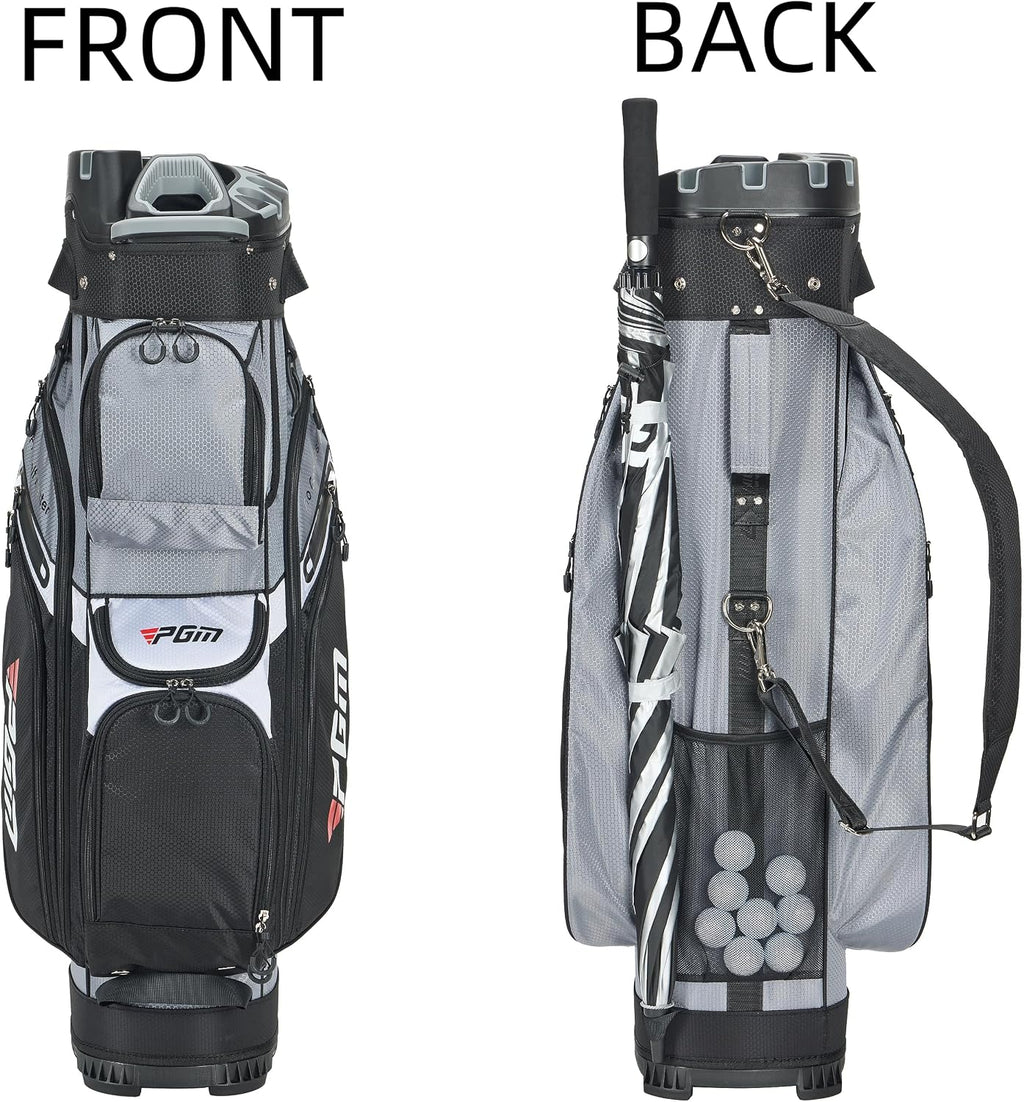 PGM Golf Cart Bag with 14 Way Organizer Divider Top, Premium Cart Bag with Handles and Rain Cover for Men
