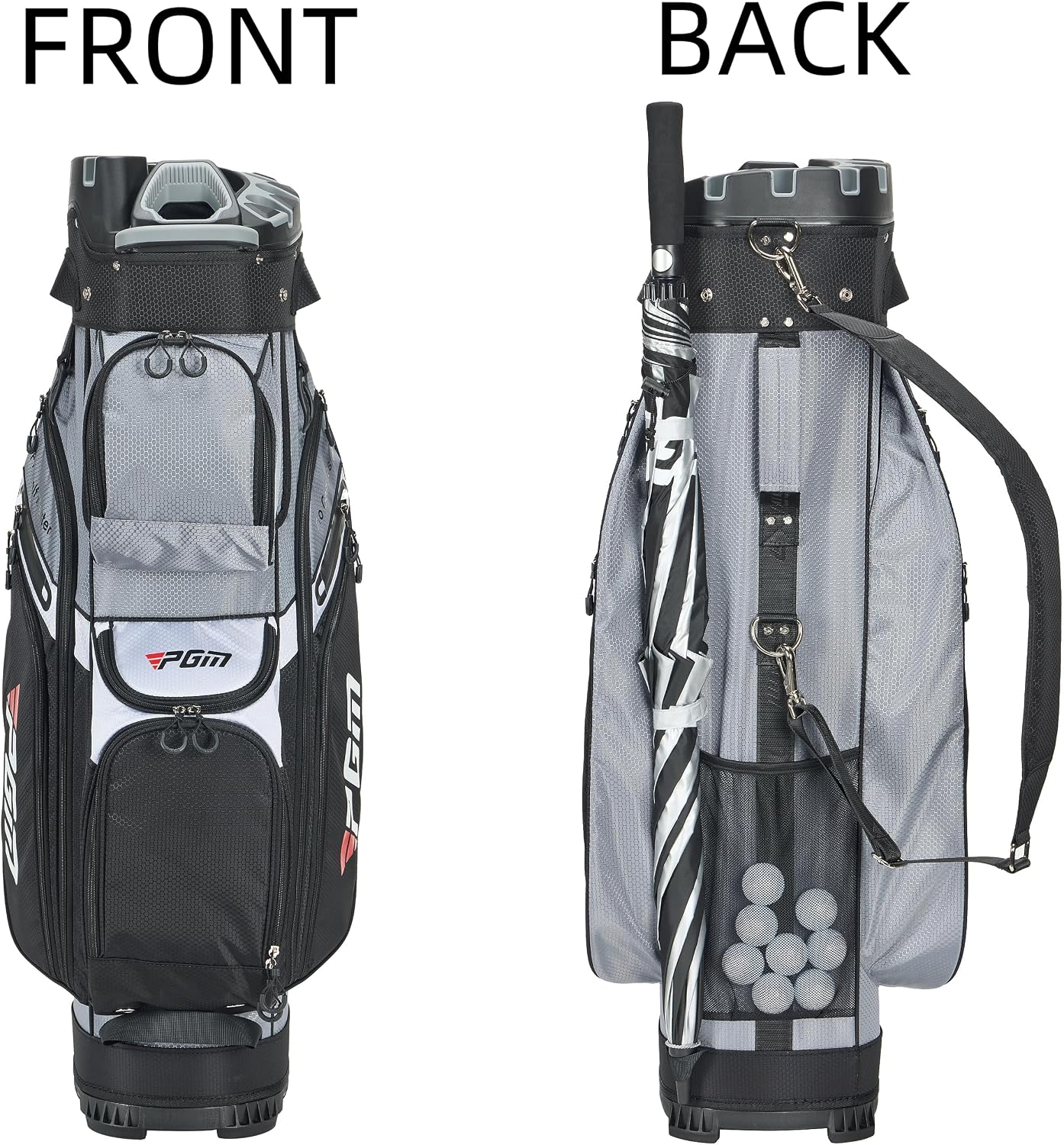 PGM Golf Cart Bag with 14 Way Organizer Divider Top, Premium Cart Bag with Handles and Rain Cover for Men