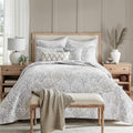 Levtex Home English Forest Natural Reversible Twin XL/Twin Quilt Set (68x86in) with 1 Pillow Sham (26x20in) - Floral - Taupe Grey - Cotton Twin Size Quilt Bedding Set - Lightweight, Soft, Pre-Washed