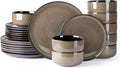 LERATIO Ceramic Dinnerware Sets for 8,Plates and Bowls Sets,Reactive Glaze Dishes Set,Highly Chip and Crack Resistant | Dishwasher & Microwave & Oven Safe Dishes set,Service for 8-Coffee (24pc)