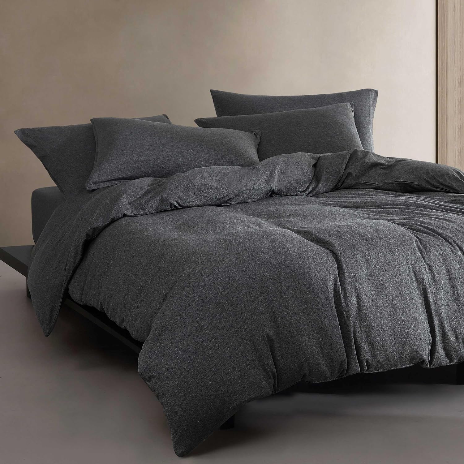 Calvin Klein - Twin XL Comforter Set, Naturally Soft Cotton Cotton Melange Jersey Bedding with Matching Pillowcase, 2 Piece Bed Set (Modern Cotton Melange Gunmetal Grey)