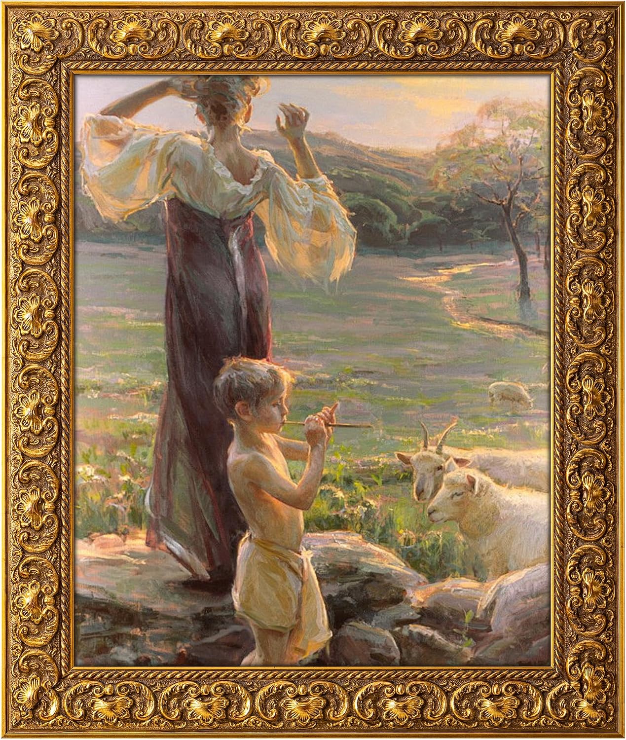 ArtXO 18x24 Picture Frame Gold, Display Pictures 16x20 with Mat or 18x24 Without Mat, Wall Hanging Photo Frame, Vintage Poster Frame Wooden