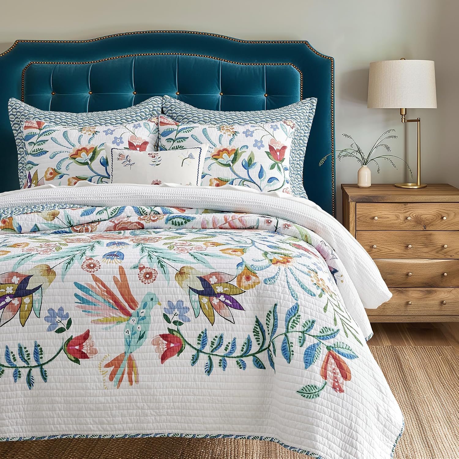 Levtex Home - Danika Quilt Set - Full/Queen Quilt and Two Standard Shams - Floral - Multicolored - Quilt (88x92in.) and Shams (20x26in.) - Reversible - Cotton