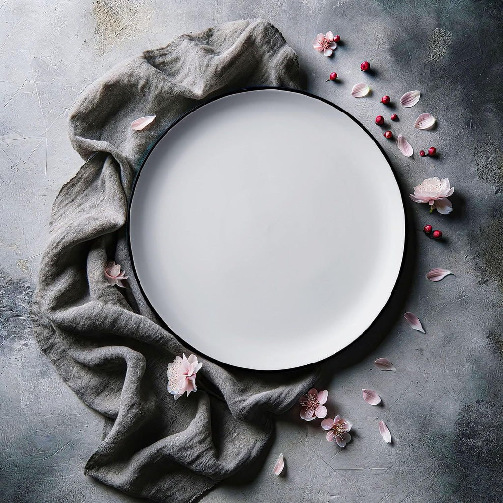 MÜLLERHEIM 903 Minimalist Collection 32-Piece Contemporary Ceramic Stoneware Dinnerware Sets for 8, Matte Frost White Plates and Bowls sets, Dinner Plates Set, Salad Dish Set, Bowls, Cup