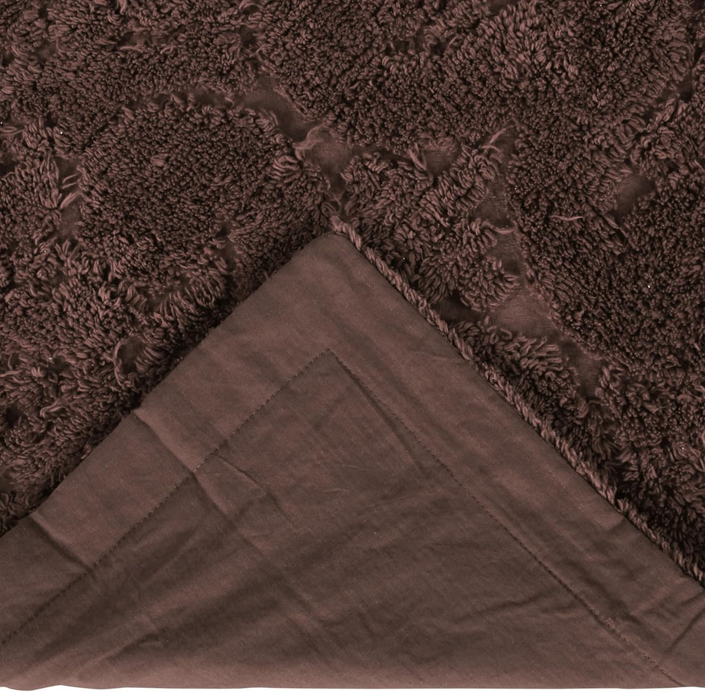 Better Trends Chenille Bedspreads Twin Size, Chocolate 100% Cotton Chenille Medallion Design Tufted Bedding Coverlet Soft Lightweight, 96'x110' with 1 PC Sham 2 Pieces Set Ashton Collection