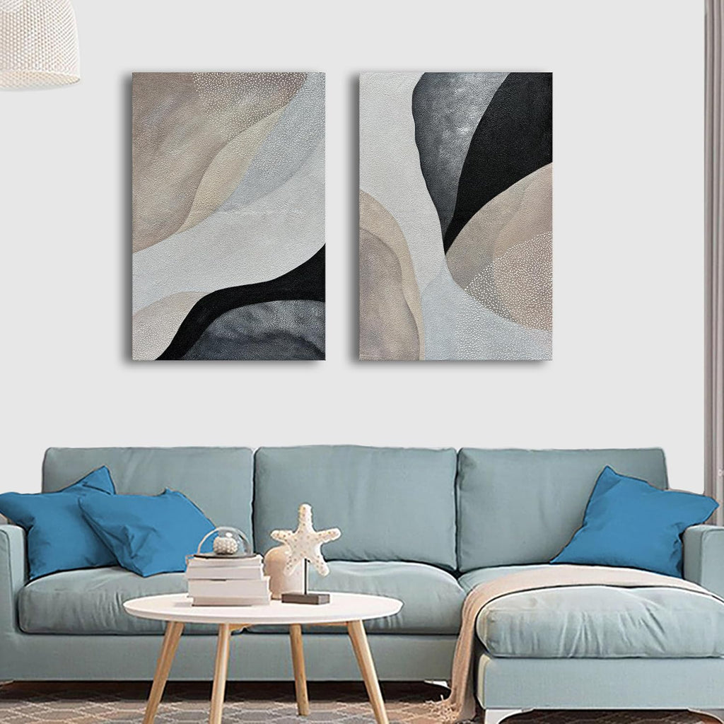Art Hand-Painted Modern Abstract Oil Painting Textured Canvas Mural Home Wall Art Deco 36x24 inches x2