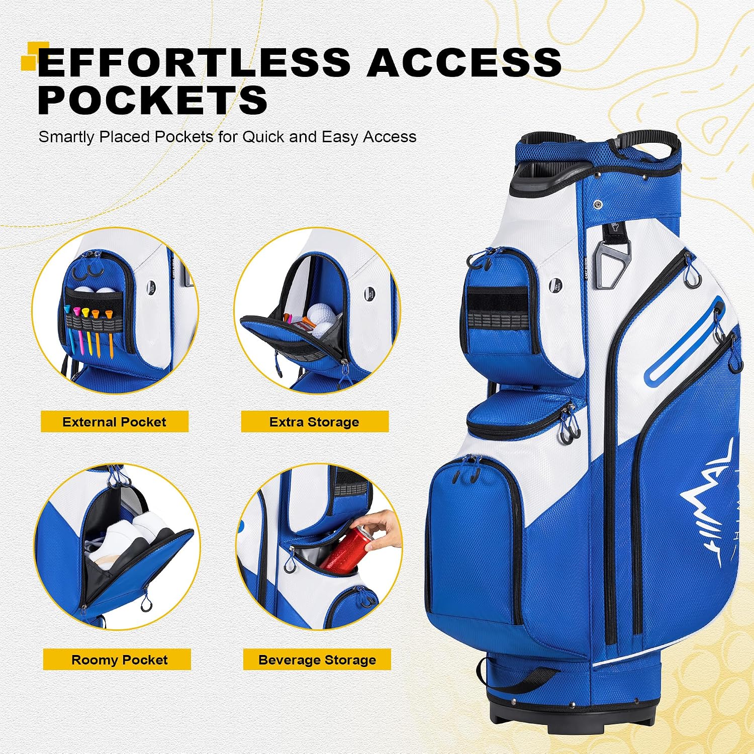 uniHimal Golf Cart Bag, 15 Way Organizer Divider Top with Handles and Rain Cover