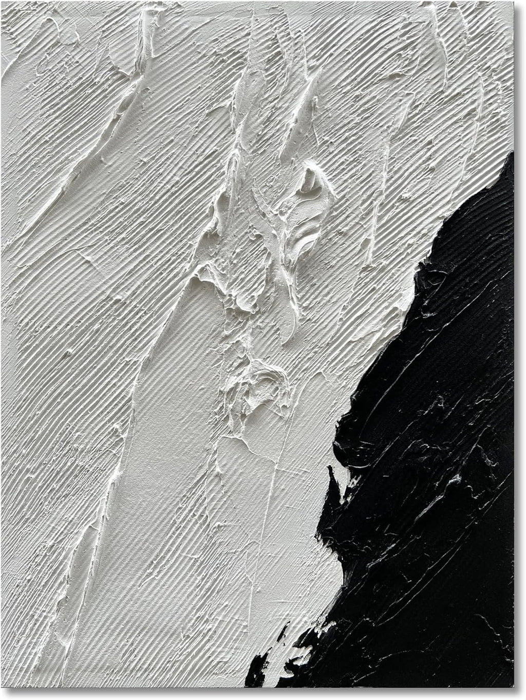 Art Hand-Painted Black and White Texture Abstract Art Oil Painting Modern Minimalist Art Painter Living Office Corridor Wall Deco Art 40x28 inches