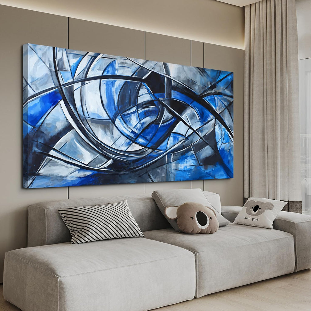 Abstract Wall Art Decor Oversized Wall Art Pictures for Living Room Abstract Canvas Art Wall Decor Modern Large Blue Wall Art Prints Black and White Wall Art Decor Bedroom Office Decor 29' X 58'