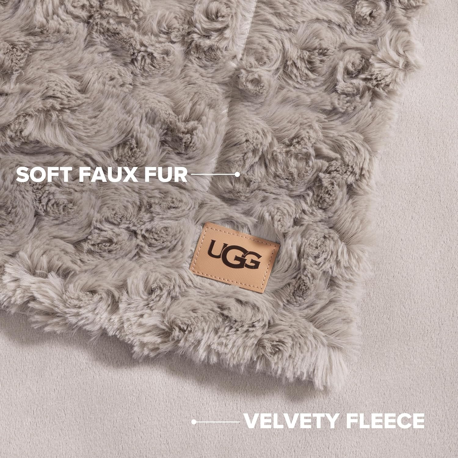 UGG Adalee Faux Fur King Blanket for Bed, Double-Sided Soft Blanket, Warm Large Throw for Couch, Washable California King Bedding, Luxury Bedroom Decor, 110' x 90', Oyster Brown