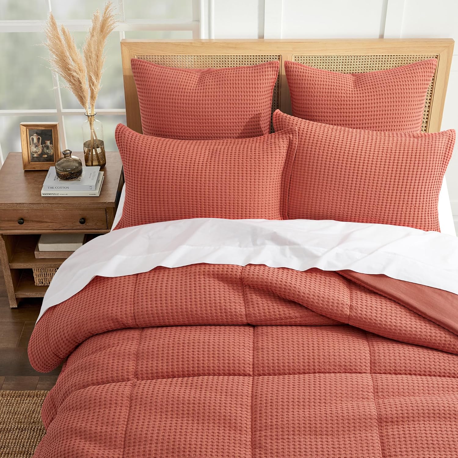 Levtex Home Mills Waffle Full/Queen Comforter Set (90x94in) with 2 Pillow Shams (26x20in) - Adobe - 100% Cotton Full/Queen Size Comforter Set - Soft, Pre-Washed