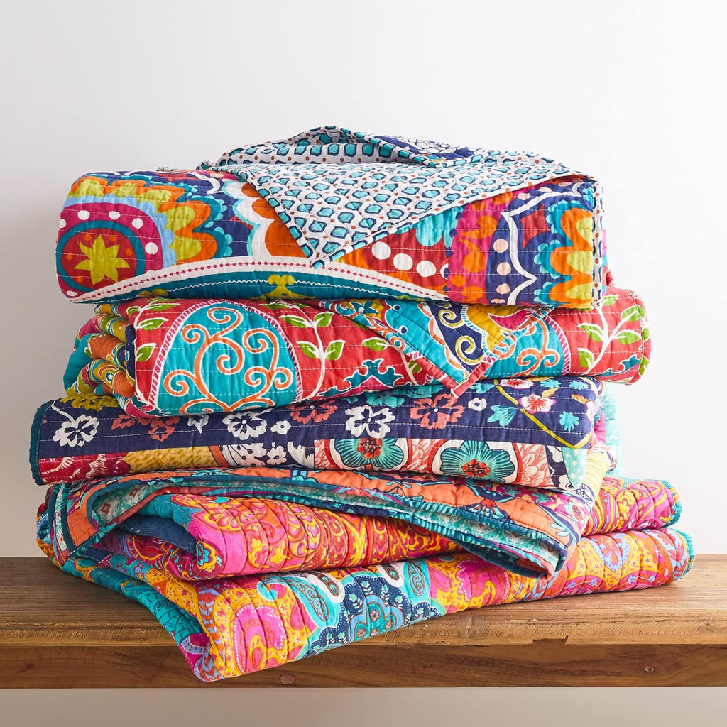 Levtex Home - Mackenzie Bedspread Set - King Bedspread and One King Sham - Bohemian - Teal, Orange, Yellow, Green, Blue - Bedspread (120x106in.) and Sham (20x36in.) - Cotton