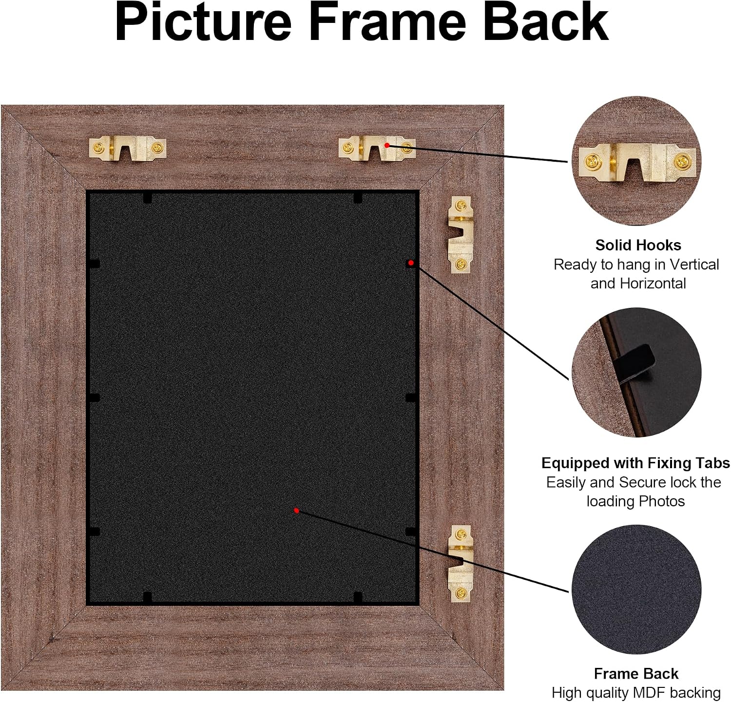 Black and Gold 24'x36' Picture Frame: Wooden Frames for 2ft by 3ft Pictures Artwork Vertical/Horizontal Display, Wall Hanging 36x24 Frame with Glass and Back