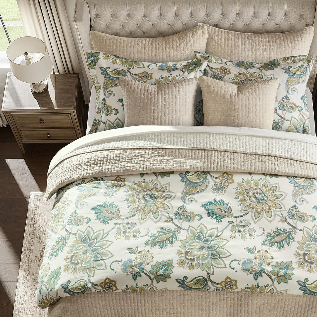 Levtex Home Cross Stitch Reversible King/Cal King Quilt Set (106x92in) and 2 Pillow Shams (36x20in) - Stitch Texture - Taupe - Cotton King Size Quilt Bedding Set - Lightweight Soft Pre-Washed