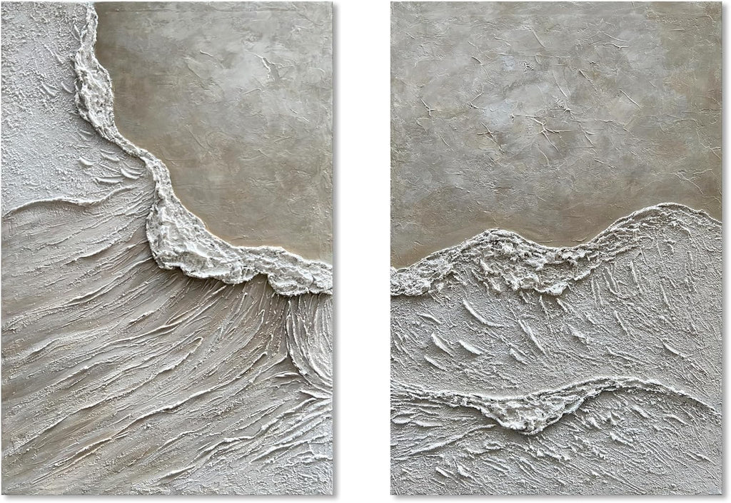 NANKAI Art Hand Painted Wave Landscape Oil Painting Contemporary Abstract Wall Art Deco 36x24 inches x2