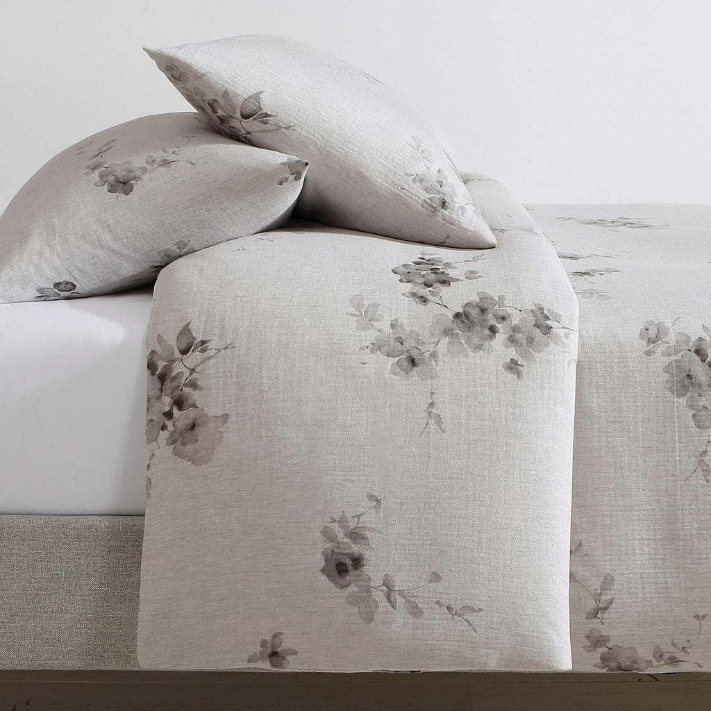 Calvin Klein - Queen Comforter Set, Floral Inspired Soft Bedding with Matching Shams, Oeko-Tex Certified (Aquarelle Floral Grey, Queen)