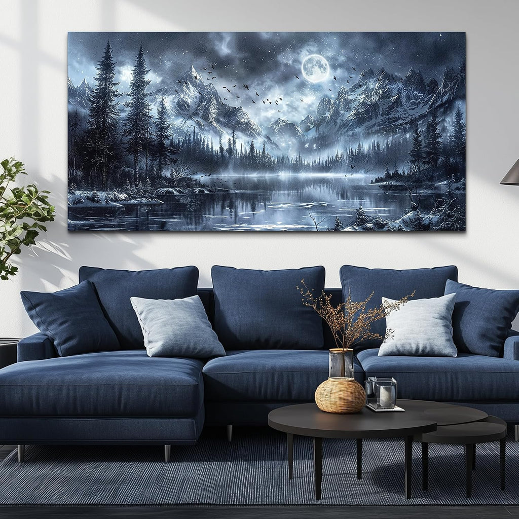 FUHAIHUA Large Canvas Wall Art For Living Room Wall Decor For Bedroom Office Decoration Black And White Wall Painting Forest Landscape Picture Hotel Artwork Poster Home Decor Ready to Hang 30X60 In