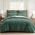 Levtex Home Mills Waffle King Duvet Cover Set (106x94in) with 2 Pillow Shams (36x20in) - Forest Green - Cotton King Size Duvet Cover Set - Soft, Pre-Washed