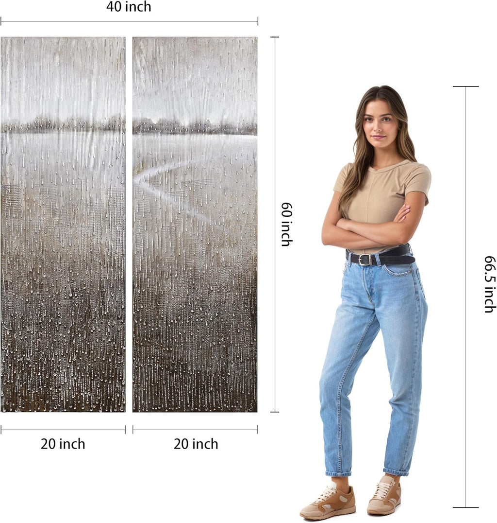 Empire Art Direct Abstract Wall Art Textured Hand Painted Canvas by Martin Edwards, Diptych, 60' x 20' each, Listlessness