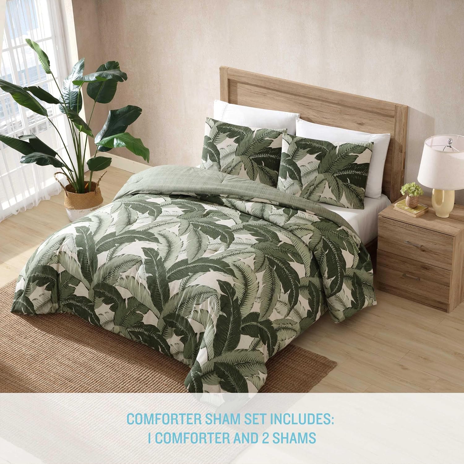 Tommy Bahama - King Comforter Set, Super Soft Cotton Bedding with Matching Sham(s), Super Soft, Oeko-Tex Certified (Vintage Palms Green, King)