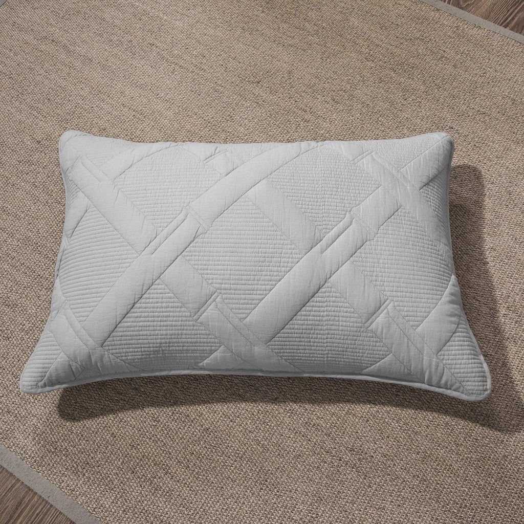 Tache Solid Light Grey Silver Soothing Pastel Soft Cotton Geometric Diamond Stitch Pattern Lightweight Quilted Bedspread 3 Piece Set, Queen