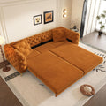 WILLIAMSPACE 97.7' 3-in-1 Convertible Sleeper Sofa Bed, Modern Button Tufted 28.4' Deep Seat Pull Out Couch Bed with Movable Ottoman, Multi-Functional 4-Seater Couch for Living Room, Velvet - Orange