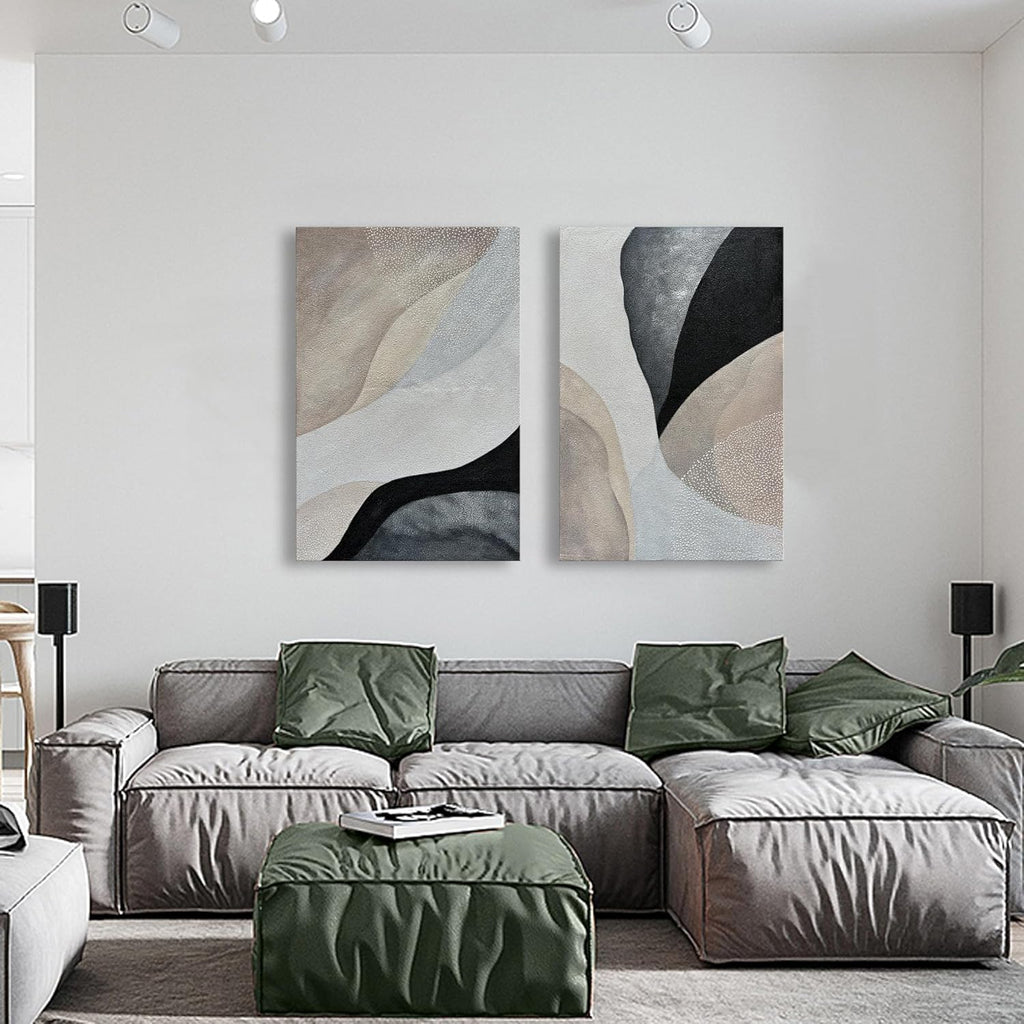 Art Hand-Painted Modern Abstract Oil Painting Textured Canvas Mural Home Wall Art Deco 36x24 inches x2