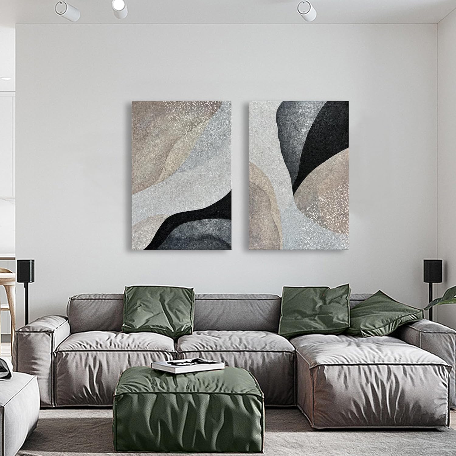Art Hand-Painted Modern Abstract Oil Painting Textured Canvas Mural Home Wall Art Deco 36x24 inches x2