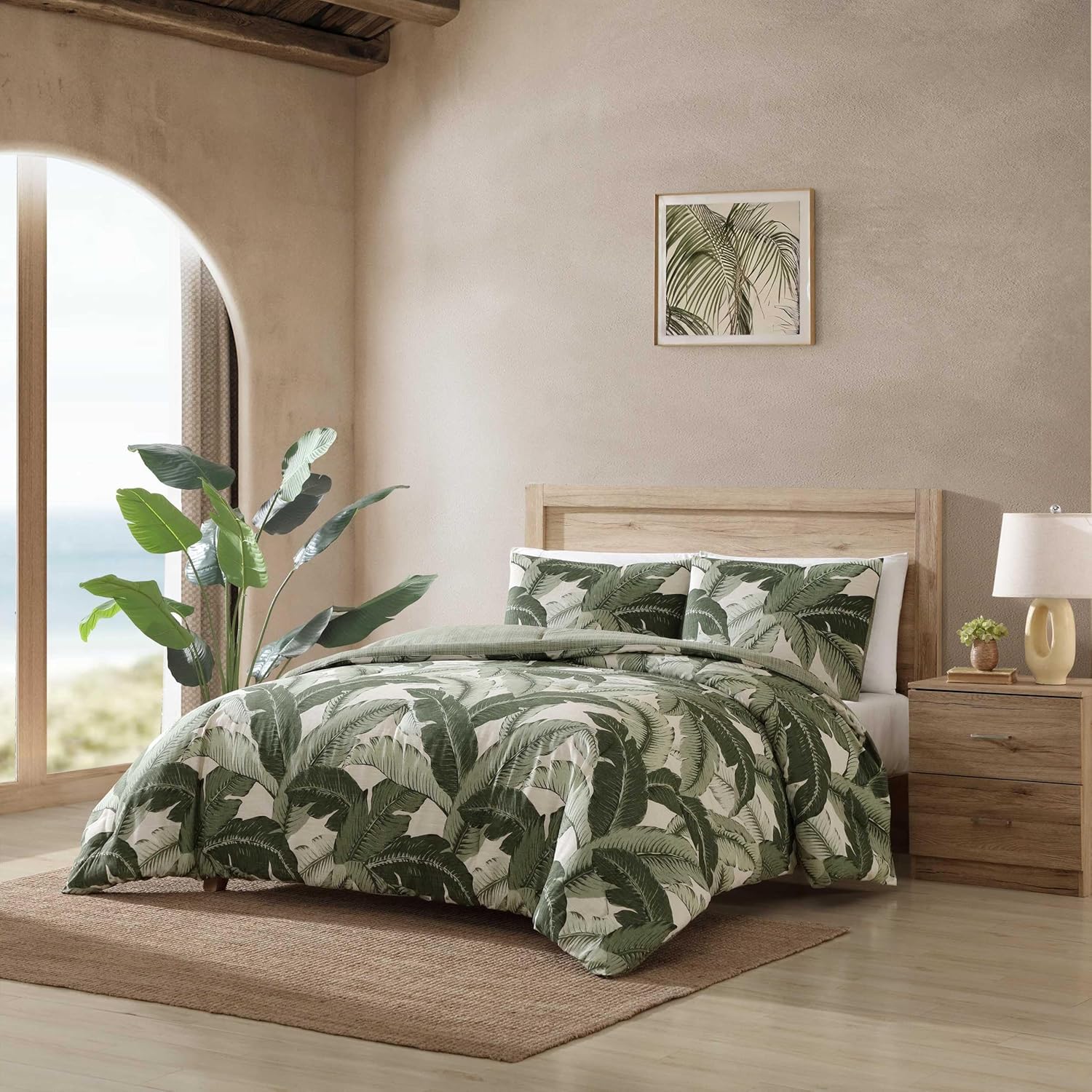 Tommy Bahama - King Comforter Set, Super Soft Cotton Bedding with Matching Sham(s), Super Soft, Oeko-Tex Certified (Vintage Palms Green, King)