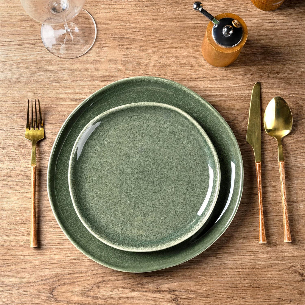 AmorArc Ceramic Dinnerware Sets,Handmade Reactive Glaze Stoneware Plates and Bowls Sets,Highly Scratch Resistant | Dishwasher & Microwave Safe Dishes Set,Service for 8 (24pc)