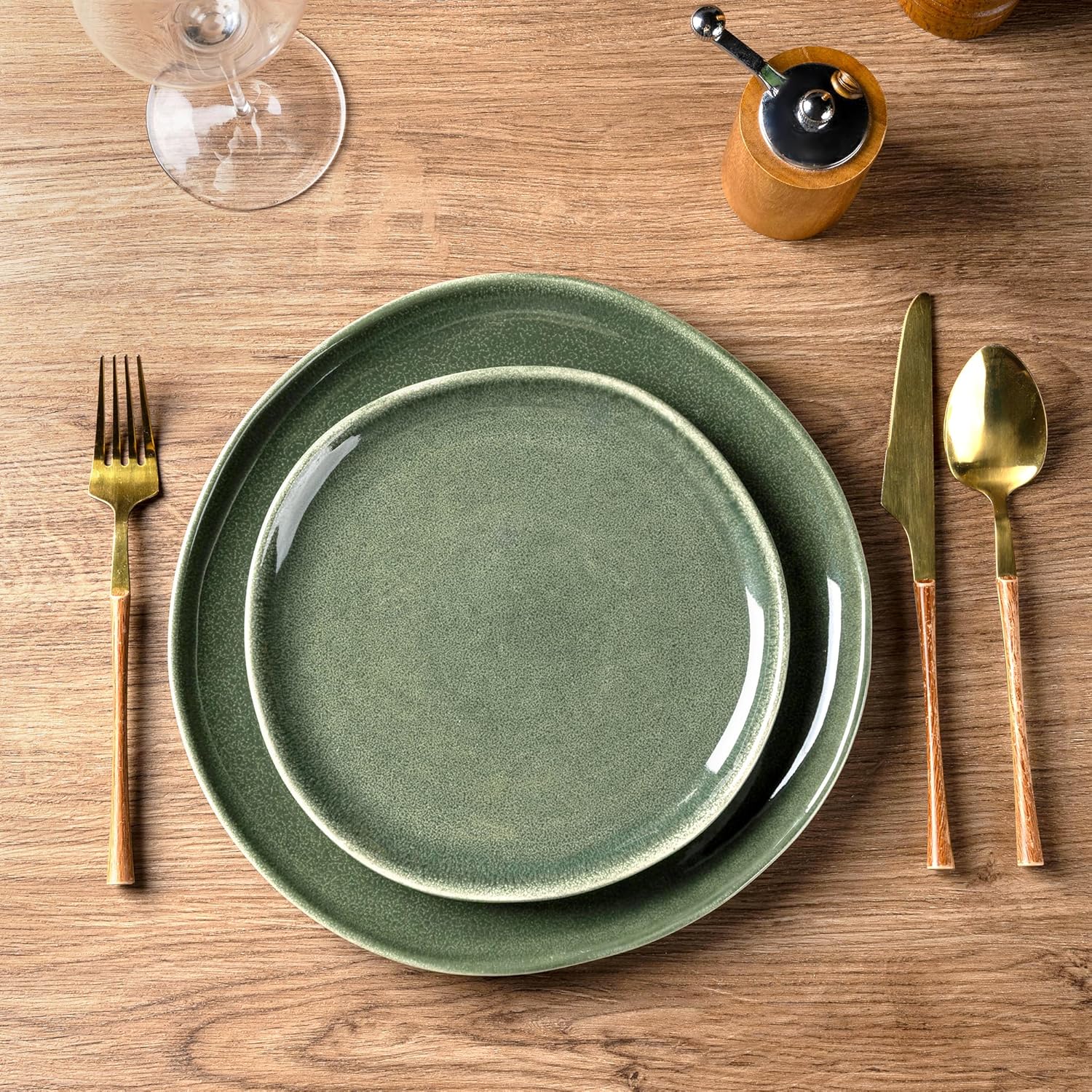 AmorArc Ceramic Dinnerware Sets,Handmade Reactive Glaze Stoneware Plates and Bowls Sets,Highly Scratch Resistant | Dishwasher & Microwave Safe Dishes Set,Service for 8 (24pc)