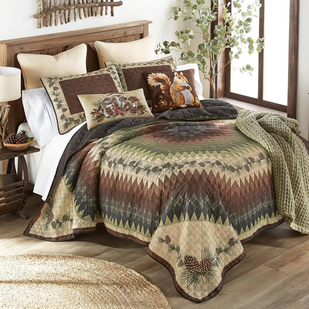 Donna Sharp Pine Circle-Cal. King Quilt Set, Measures 106 x 118, Includes 1 Quilt and 2 King Shams, Machine Washable