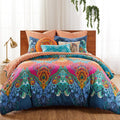 Levtex Home - Mackenzie Duvet Cover Set - Full/Queen Duvet Cover + Two Standard Pillow Cases - Bohemian - Teal, Orange, Yellow, Green, Blue - Duvet Cover (90x94in) and Pillow Case (26x20in) - Cotton
