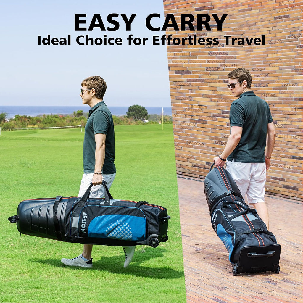Golf Travel Bags for Airlines with Wheels, Hard Case Top and 1680D Heavy Duty Oxford Protect Golf Clubs, Lightweight and Easy to Maneuver