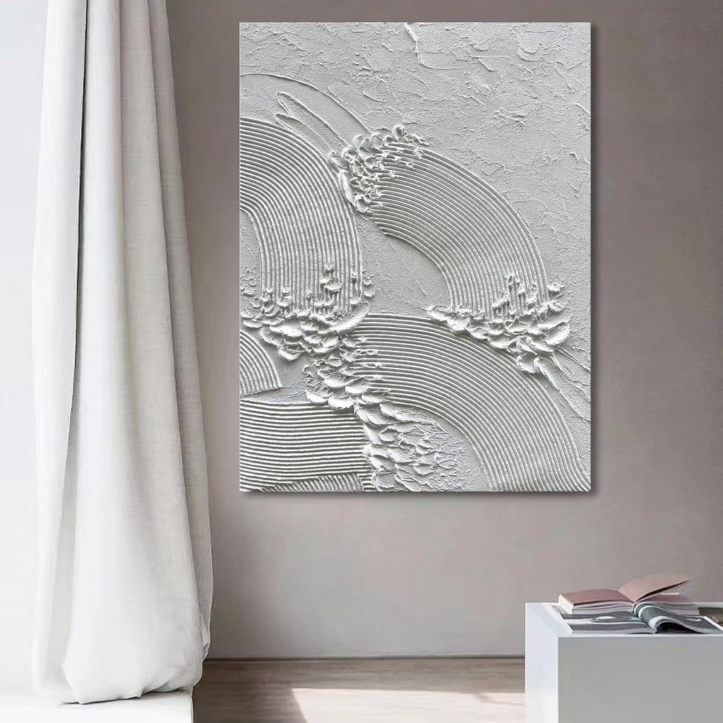 NANKAI Art White Thick Texture Abstract Oil Painting Hand-Painted Sea Texture Oil Painting Home Wall Art Deco 40x28 inches