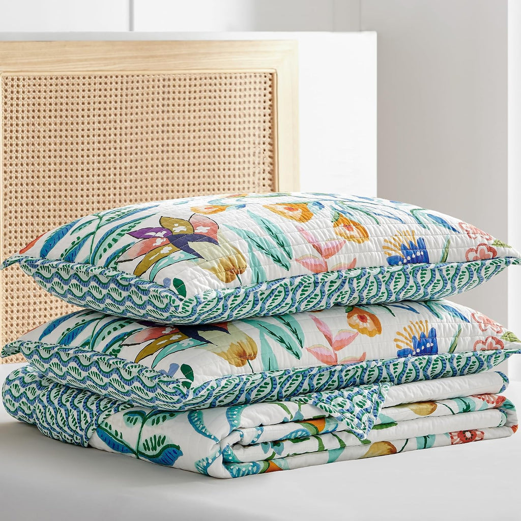 Levtex Home - Danika Quilt Set - King Quilt and Two King Shams - Floral - Multicolored - Quilt (106x92in.) and Shams (20x36in.) - Reversible - Cotton