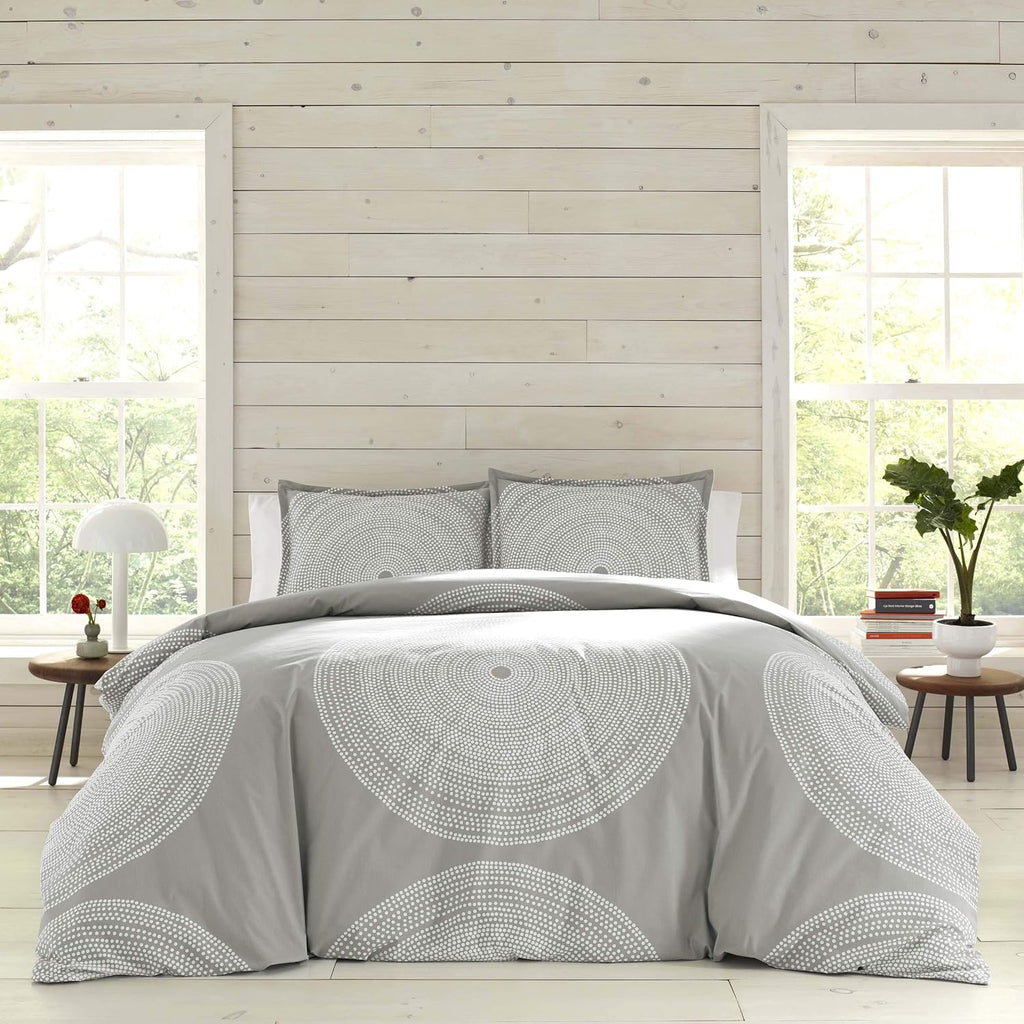 Marimekko - Queen Duvet Cover Set, Smooth Cotton Percale Bedding with Matching Shams, Lightweight Home Decor (Fokus Grey, Queen)