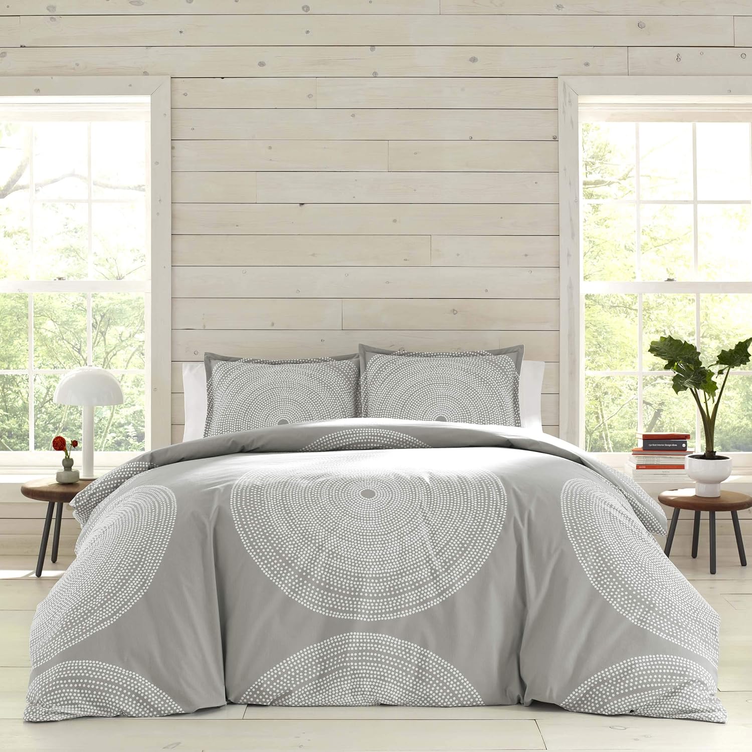 Marimekko - Queen Duvet Cover Set, Smooth Cotton Percale Bedding with Matching Shams, Lightweight Home Decor (Fokus Grey, Queen)