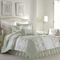 Laura Ashley - Full Comforter Set, Reversible Cotton Bedding with Matching Shams & Bedskirt, Stylish Home Decor for All Seasons (Harper Sage, Full)